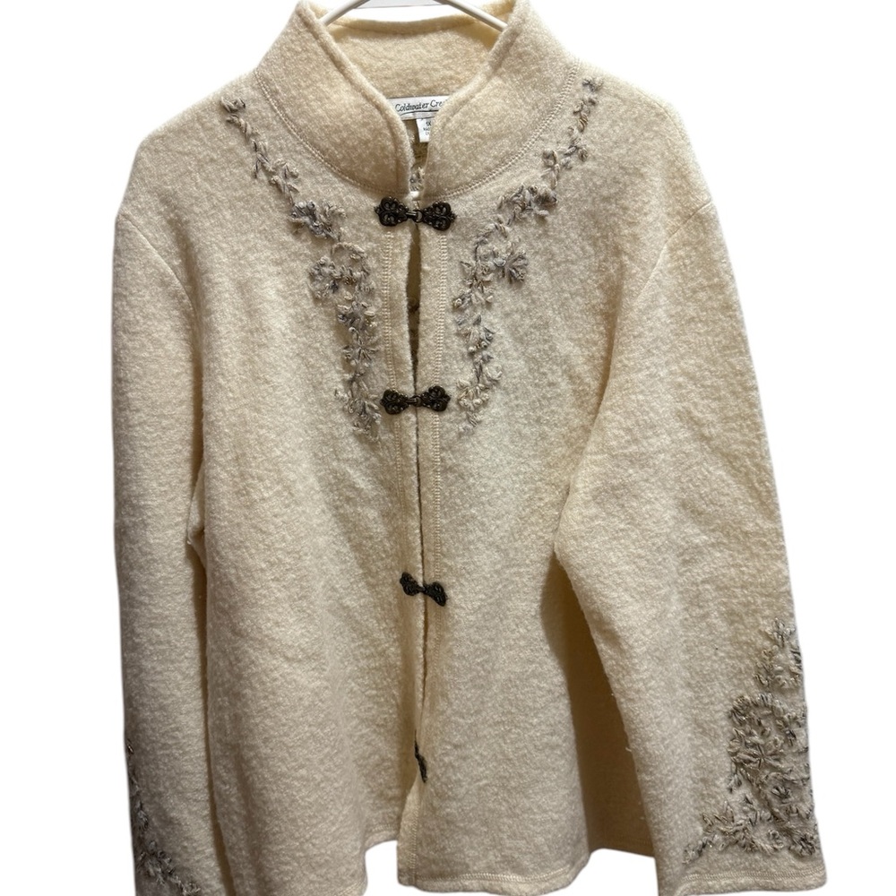 90’s Cold Water Creek cream 100% wool embroidered size 1X
